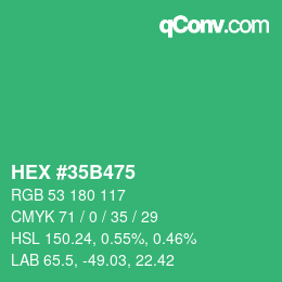 Color code: HEX #35B475 | qconv.com