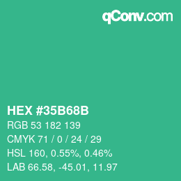 Farbcode: HEX #35B68B | qconv.com