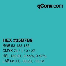 カラーコード: HEX #35B7B9 | qconv.com