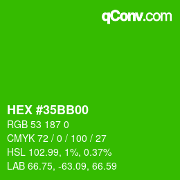 Código de color: HEX #35BB00 | qconv.com