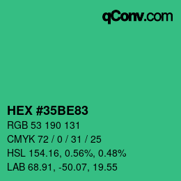 Color code: HEX #35BE83 | qconv.com