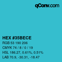 Color code: HEX #35BECE | qconv.com