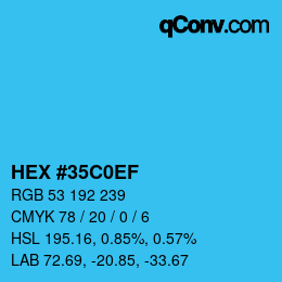 颜色代码: HEX #35C0EF | qconv.com
