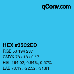 Color code: HEX #35C2ED | qconv.com