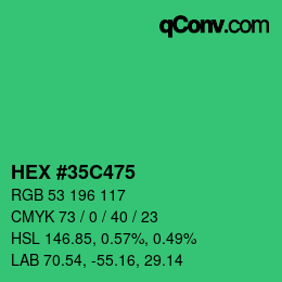 カラーコード: HEX #35C475 | qconv.com