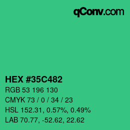 Color code: HEX #35C482 | qconv.com