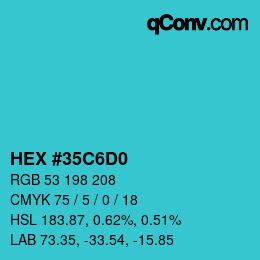 Color code: HEX #35C6D0 | qconv.com