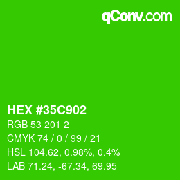 Color code: HEX #35C902 | qconv.com