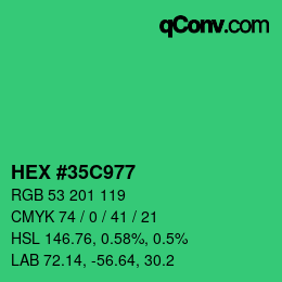 カラーコード: HEX #35C977 | qconv.com