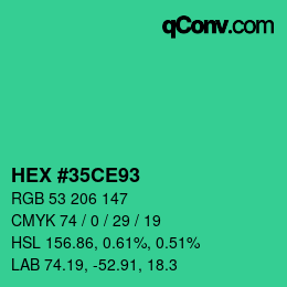 Color code: HEX #35CE93 | qconv.com