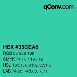 Color code: HEX #35CEA8 | qconv.com