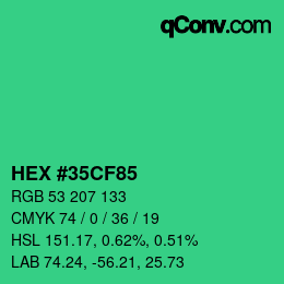 Color code: HEX #35CF85 | qconv.com