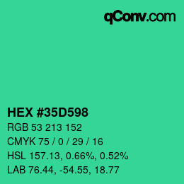 Color code: HEX #35D598 | qconv.com
