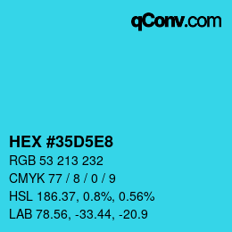 カラーコード: HEX #35D5E8 | qconv.com