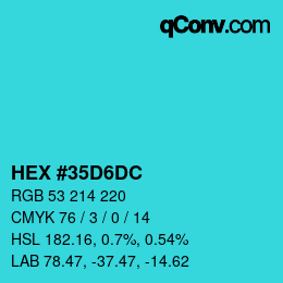 Color code: HEX #35D6DC | qconv.com