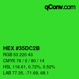 Color code: HEX #35DC2B | qconv.com