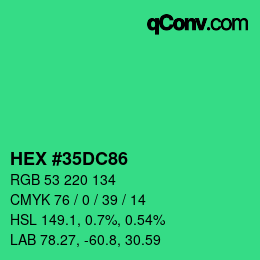 Color code: HEX #35DC86 | qconv.com