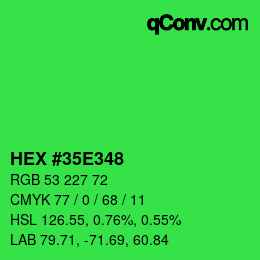 Color code: HEX #35E348 | qconv.com
