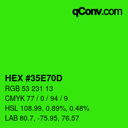 Color code: HEX #35E70D | qconv.com