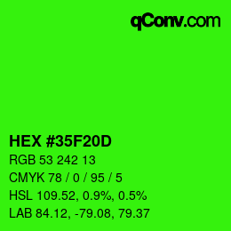 颜色代码: HEX #35F20D | qconv.com