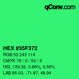 Código de color: HEX #35F372 | qconv.com