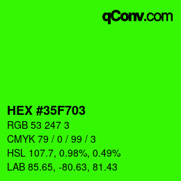 Color code: HEX #35F703 | qconv.com