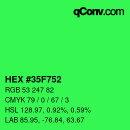 カラーコード: HEX #35F752 | qconv.com