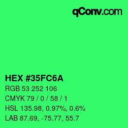 Color code: HEX #35FC6A | qconv.com