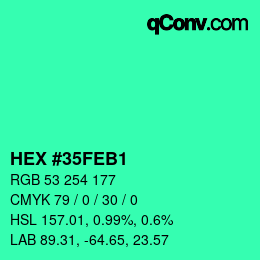 Color code: HEX #35FEB1 | qconv.com