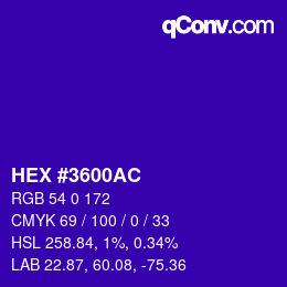 Color code: HEX #3600AC | qconv.com