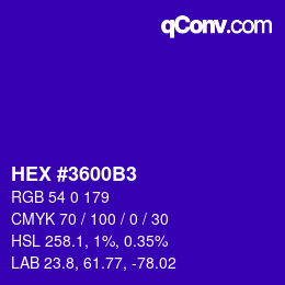 カラーコード: HEX #3600B3 | qconv.com