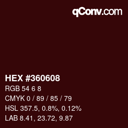 颜色代码: HEX #360608 | qconv.com