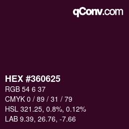 カラーコード: HEX #360625 | qconv.com