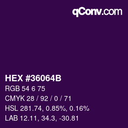 颜色代码: HEX #36064B | qconv.com
