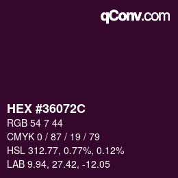 Color code: HEX #36072C | qconv.com