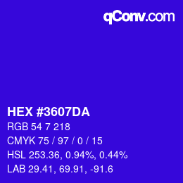 颜色代码: HEX #3607DA | qconv.com