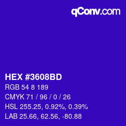 カラーコード: HEX #3608BD | qconv.com