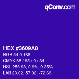 Color code: HEX #3609A8 | qconv.com