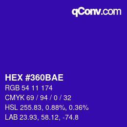 Color code: HEX #360BAE | qconv.com