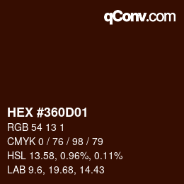 カラーコード: HEX #360D01 | qconv.com