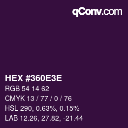 Color code: HEX #360E3E | qconv.com