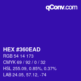 Color code: HEX #360EAD | qconv.com