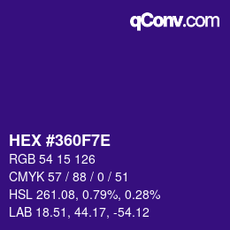 Color code: HEX #360F7E | qconv.com