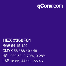 Color code: HEX #360F81 | qconv.com