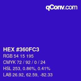 カラーコード: HEX #360FC3 | qconv.com