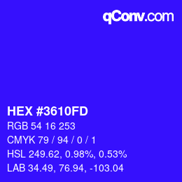 Color code: HEX #3610FD | qconv.com