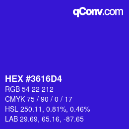 Color code: HEX #3616D4 | qconv.com