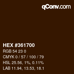 Color code: HEX #361700 | qconv.com