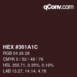 Color code: HEX #361A1C | qconv.com