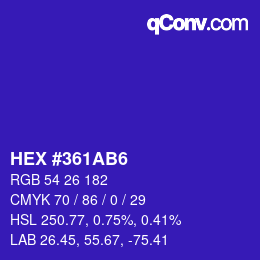 Color code: HEX #361AB6 | qconv.com